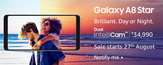 India Desire : Samsung Galaxy A8 Star Amazon Price @Rs 34990: Buy Now On Open Sale, Specifications & Buy Online In India